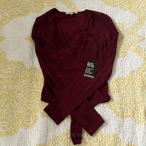 Express One Eleven Deep V-Neck Thong Bodysuit - size XS (NWT!)